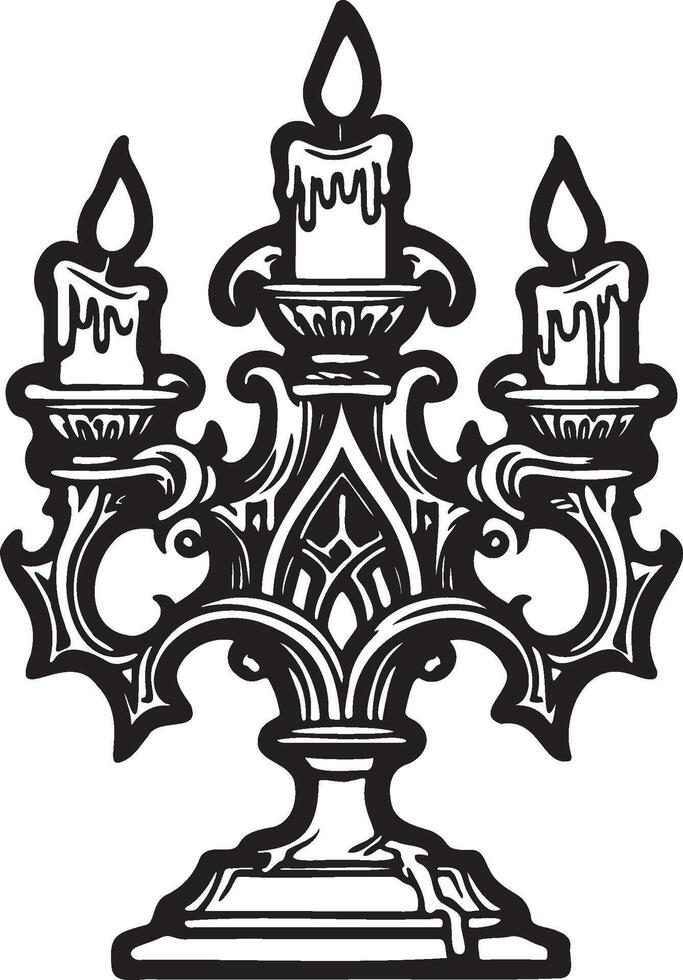 Gothic Candle Holder Illustration. vector