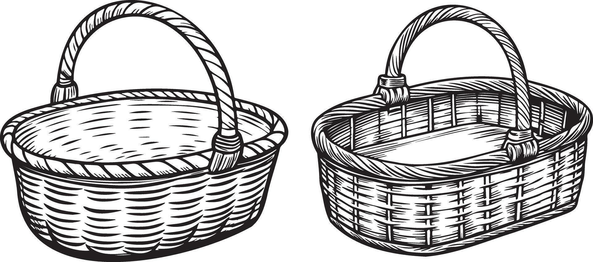 Empty Picnic Basket Illustration. vector