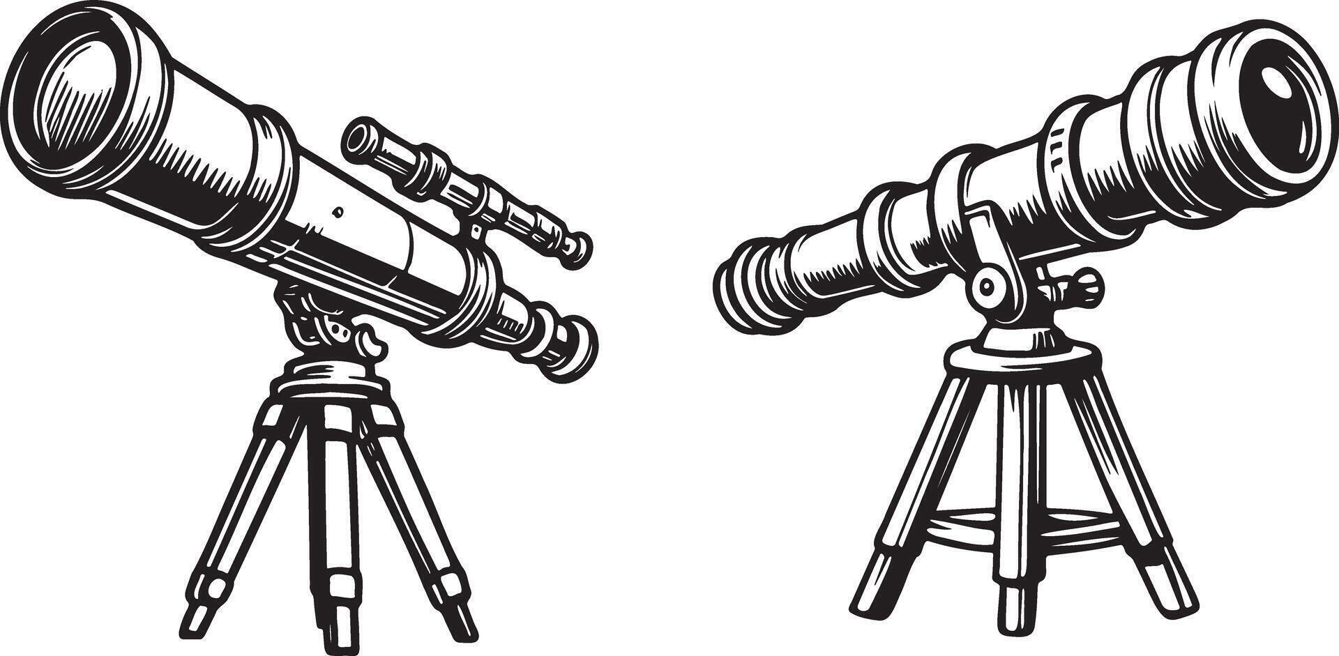 Telescope Sketch Illustration. vector