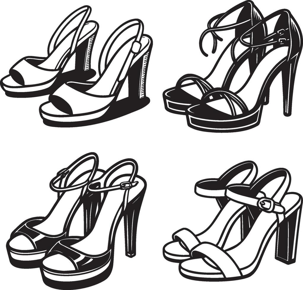 Woman's High Heels Illustration Collection. vector