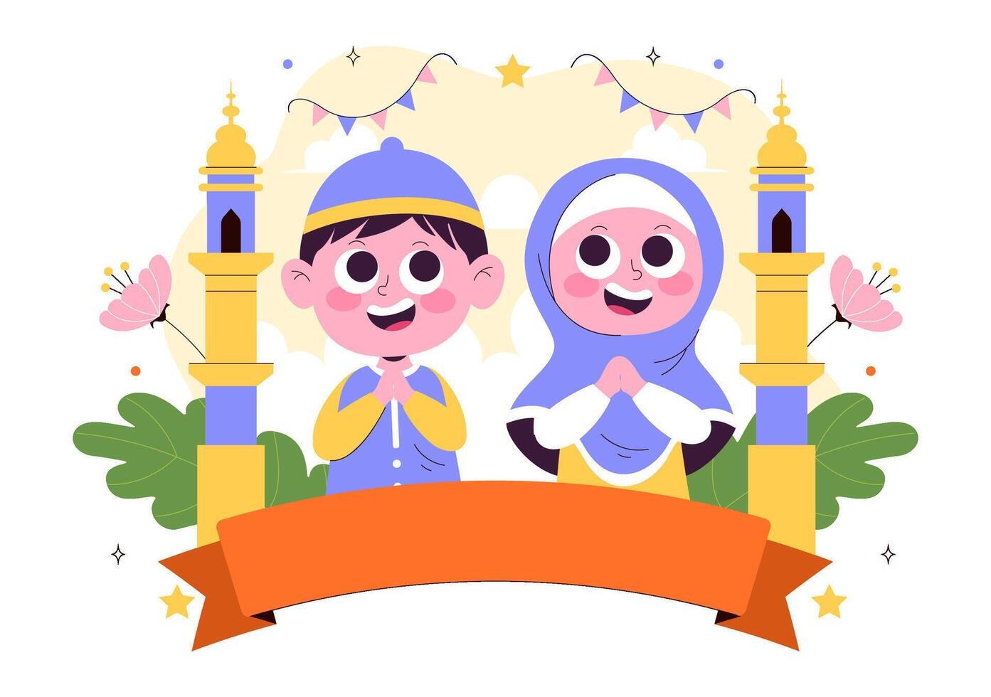 Islamic New Year Illustration with Mosque and Lantern on 1 Muharram Celebration vector