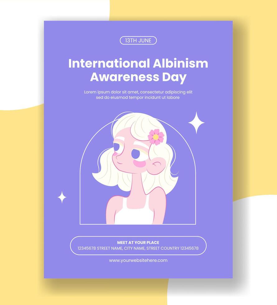 Awareness Day Design Concept for Albinism in Flat Style Vertical Poster vector