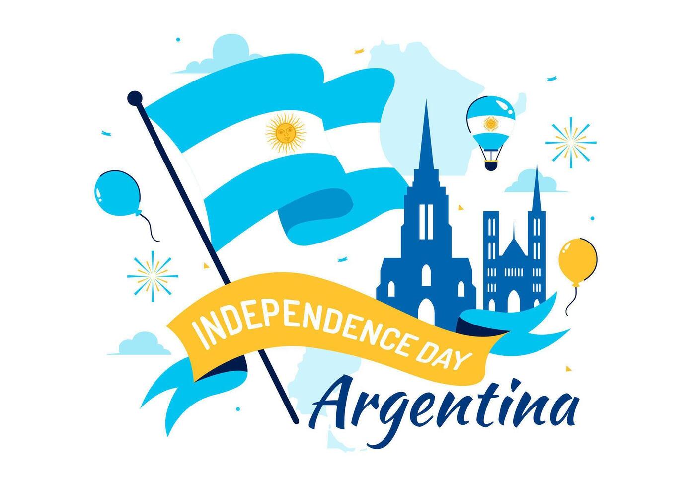 9th of July Argentina Freedom Day Illustration in Flat Background Design vector