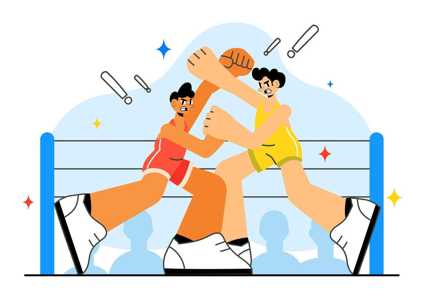 Flat of Wrestling Scene in Competition with Spectators in Background vector