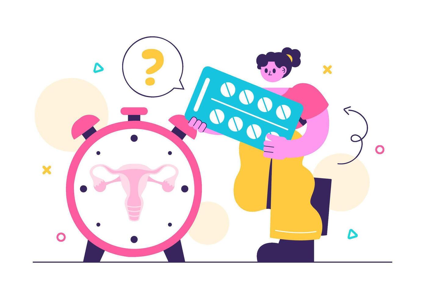 HRT Treatment Illustration with Hormonal Pills and Medical Equipment vector