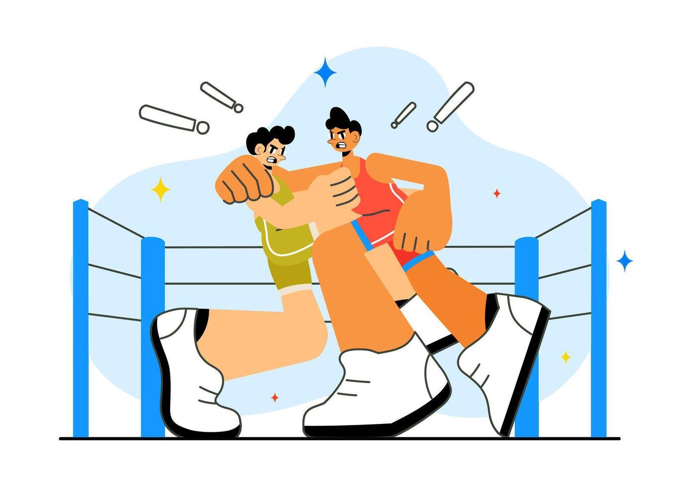 Illustration of Sports Fighters in a Wrestling Championship Match vector