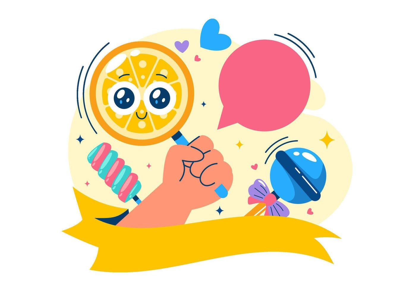 Flat Style Celebration of National Lollipop Day with Hard Candy and Cartoon Elements vector