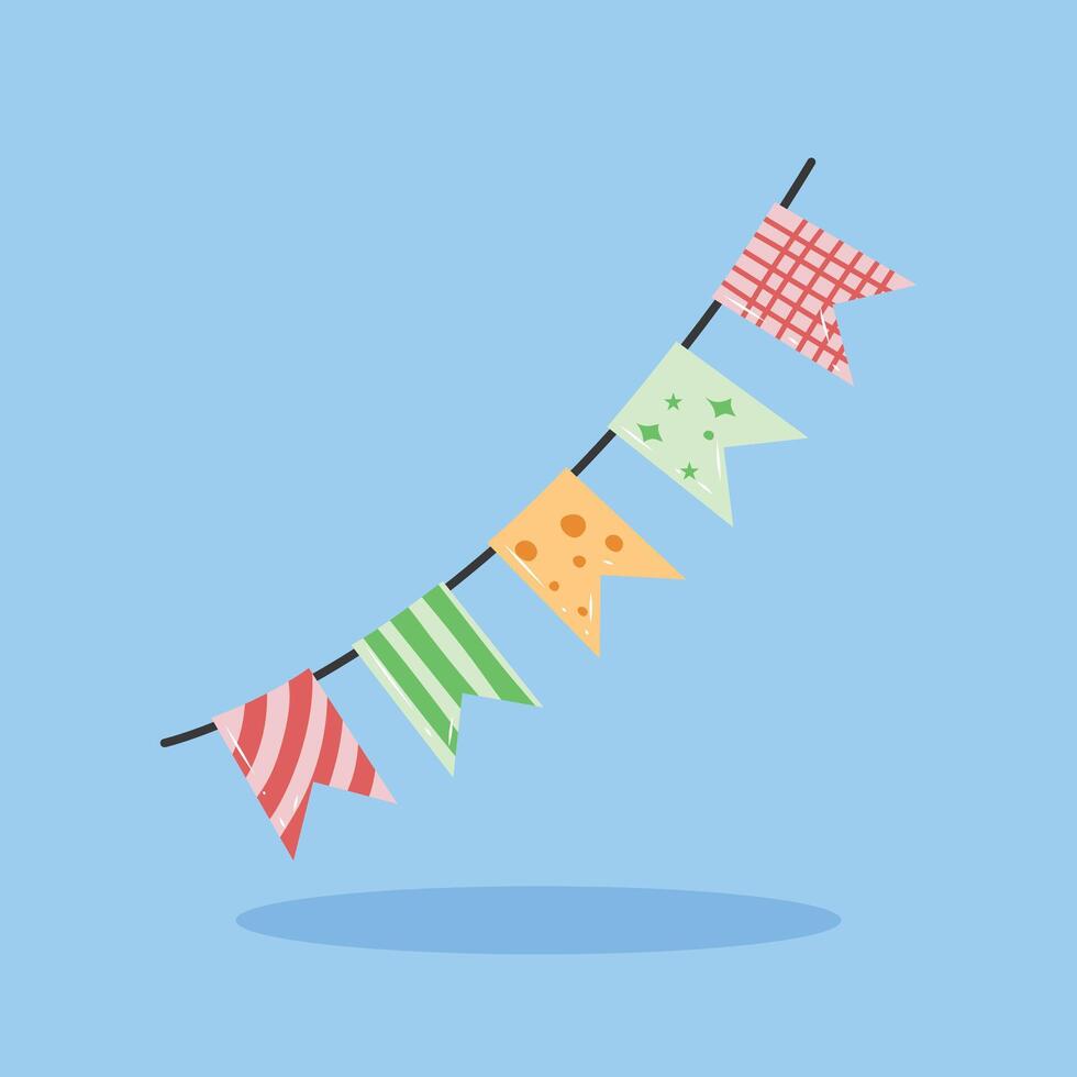 Colorful bunting on a blue background vector