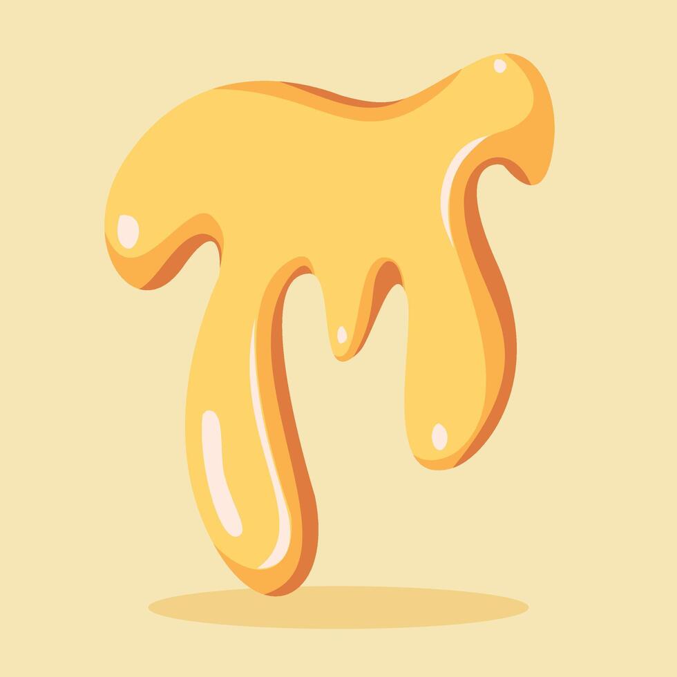 A cartoon letter m with a dripping honey vector