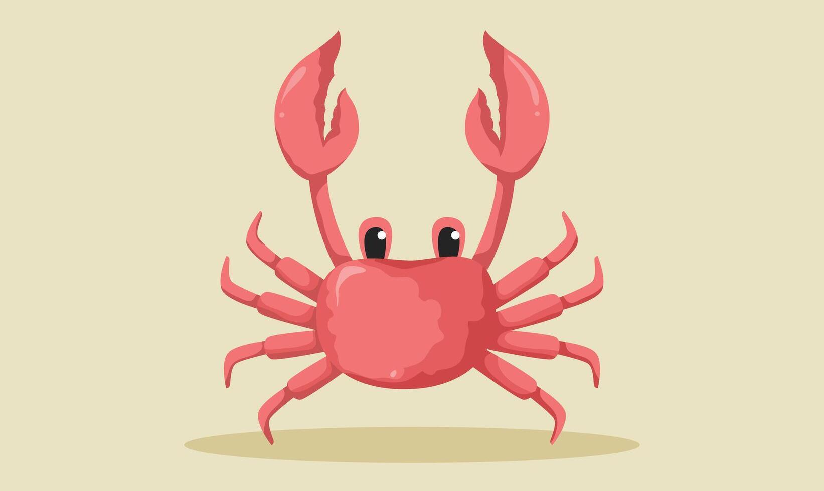 A cartoon crab with a big head and long legs vector