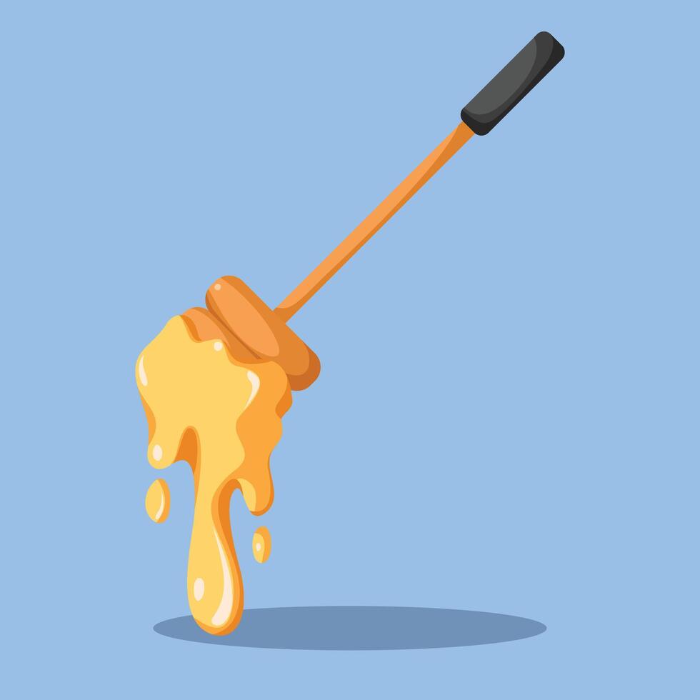 A honeycomb with a wooden spoon on a blue background vector