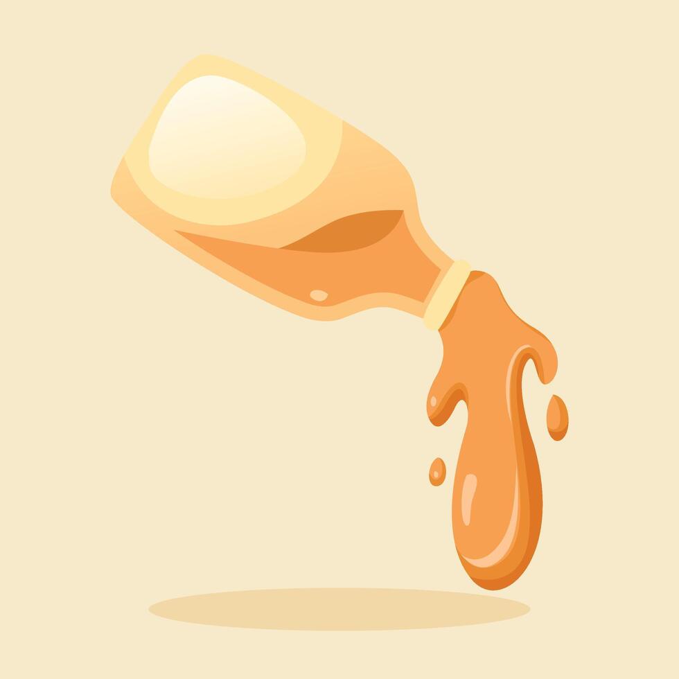 A bottle of honey dripping out of it vector