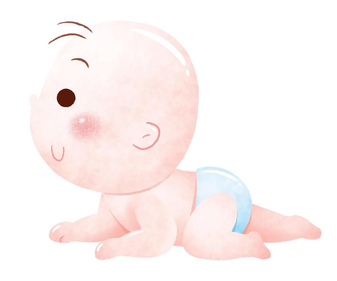 Adorable Crawling Baby Illustration vector