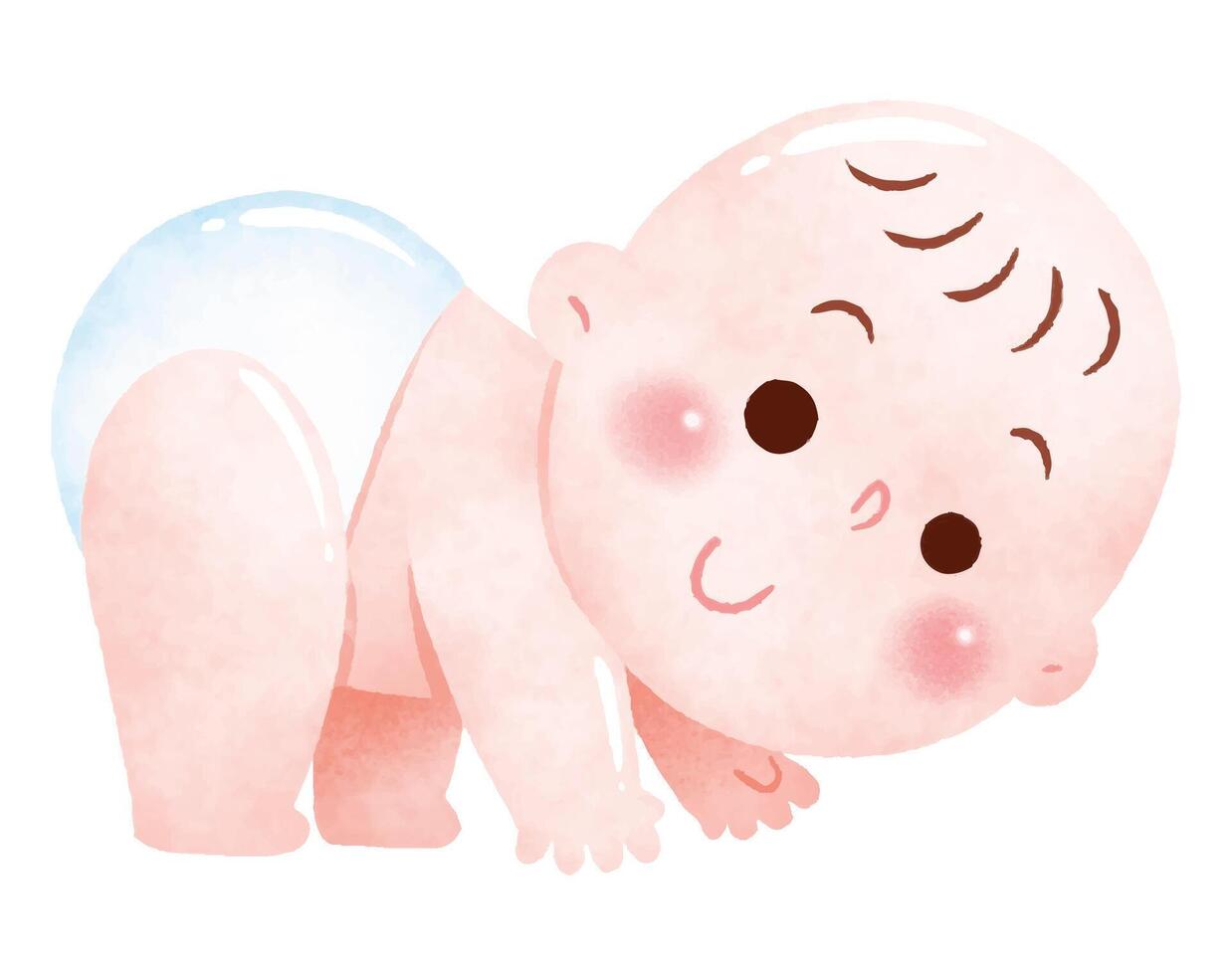 Adorable Baby Crawling Illustration vector