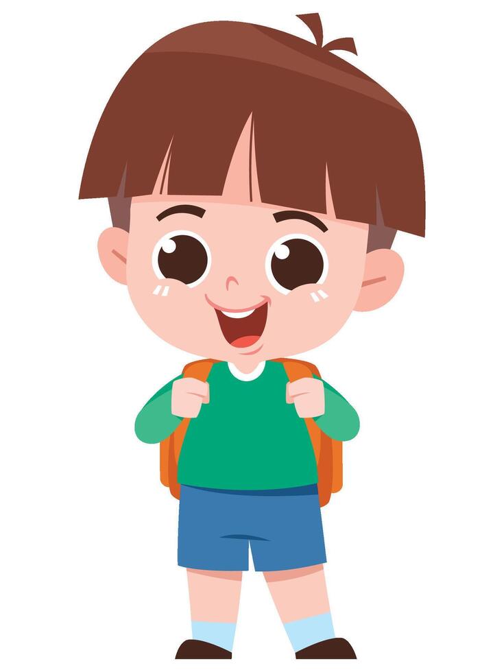 Cartoon Boy Ready for School vector