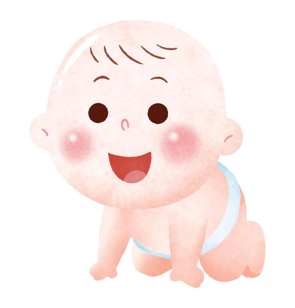 Crawling Baby with a Big Smile vector