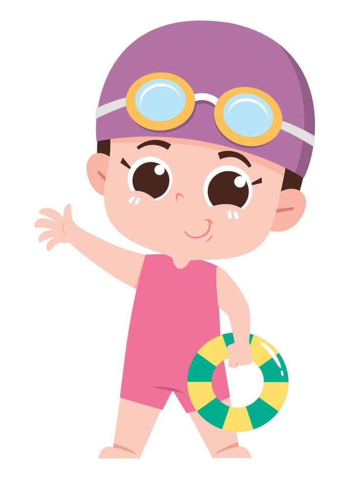 Kids Swimming and Pool Fun vector