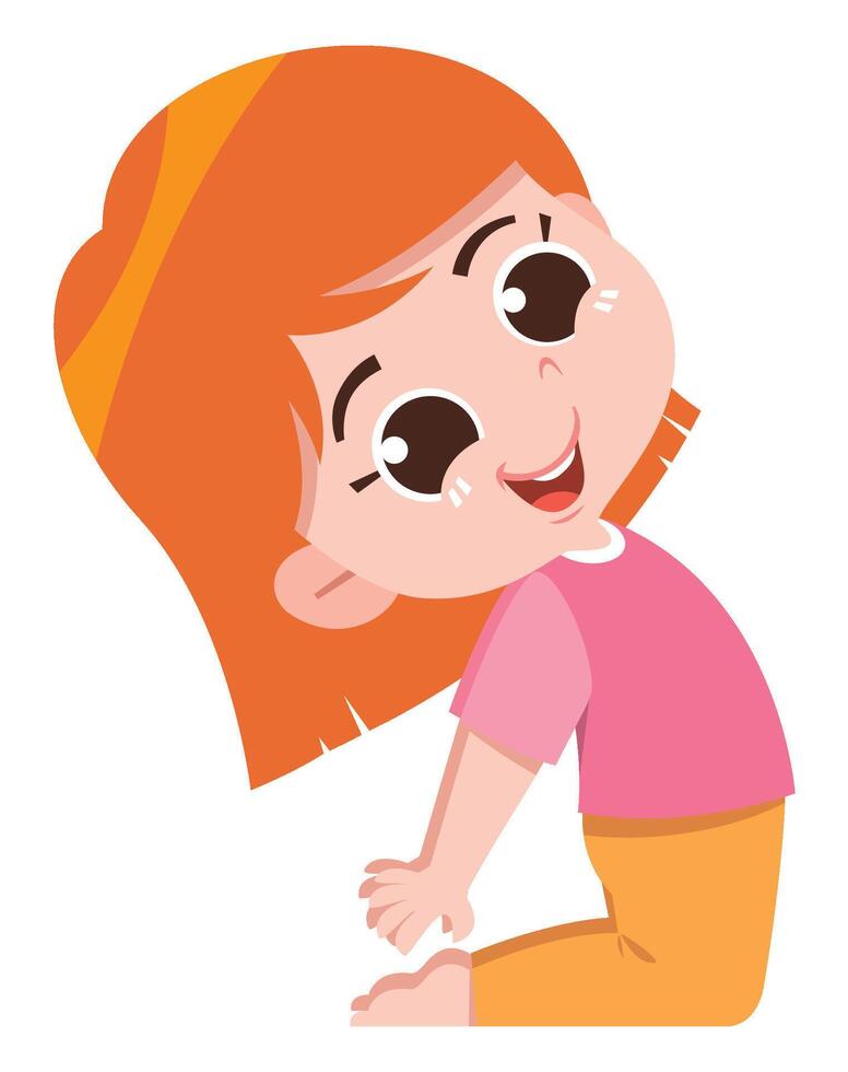 Happy Cartoon Girl Leaning and Smiling vector