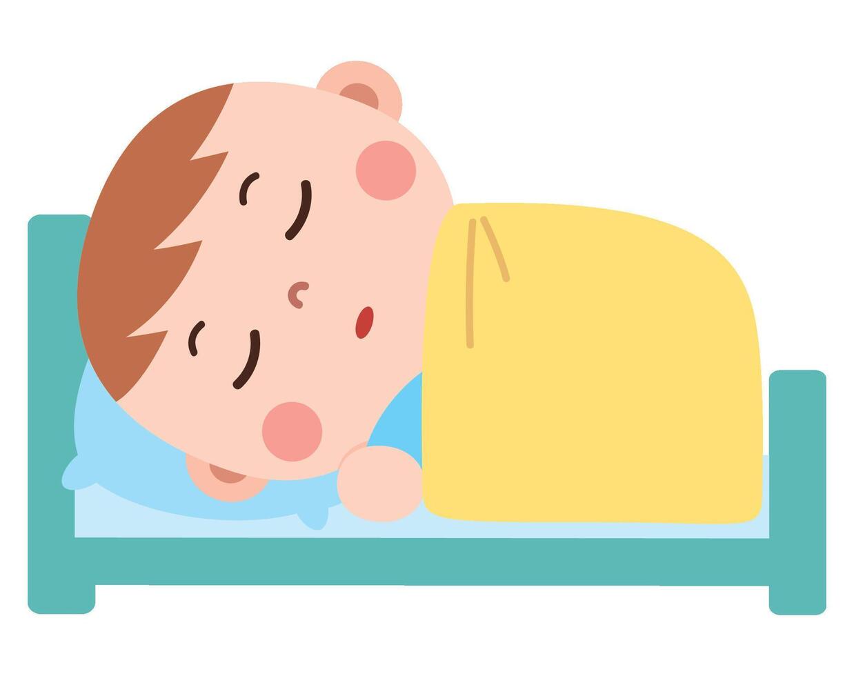 Cartoon Baby Boy Sleeping Peacefully in Bed vector