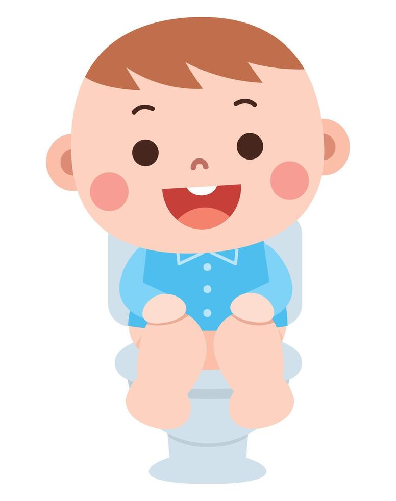 Cartoon Baby Boy Sitting on Toilet vector