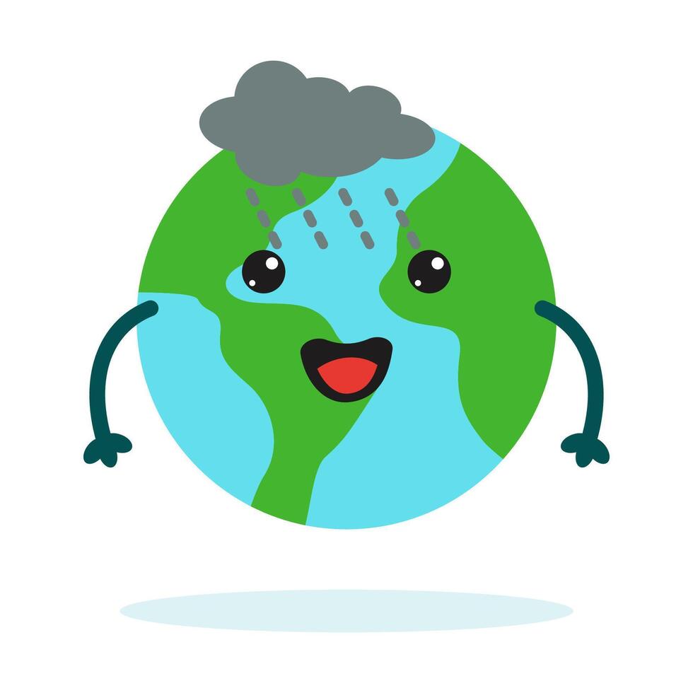 Earth sticker mascot character with cute expression for Environment, ecology and climate themes vector