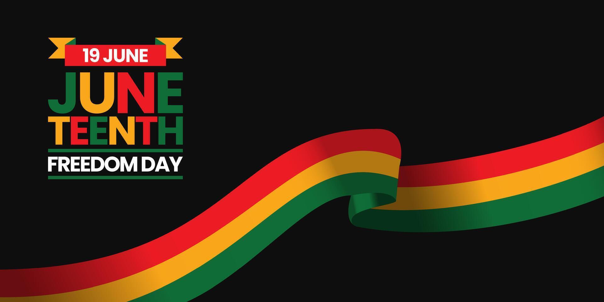 Juneteenth Freedom Day Celebrate Black Freedom waving ribbon flag banner background template vector