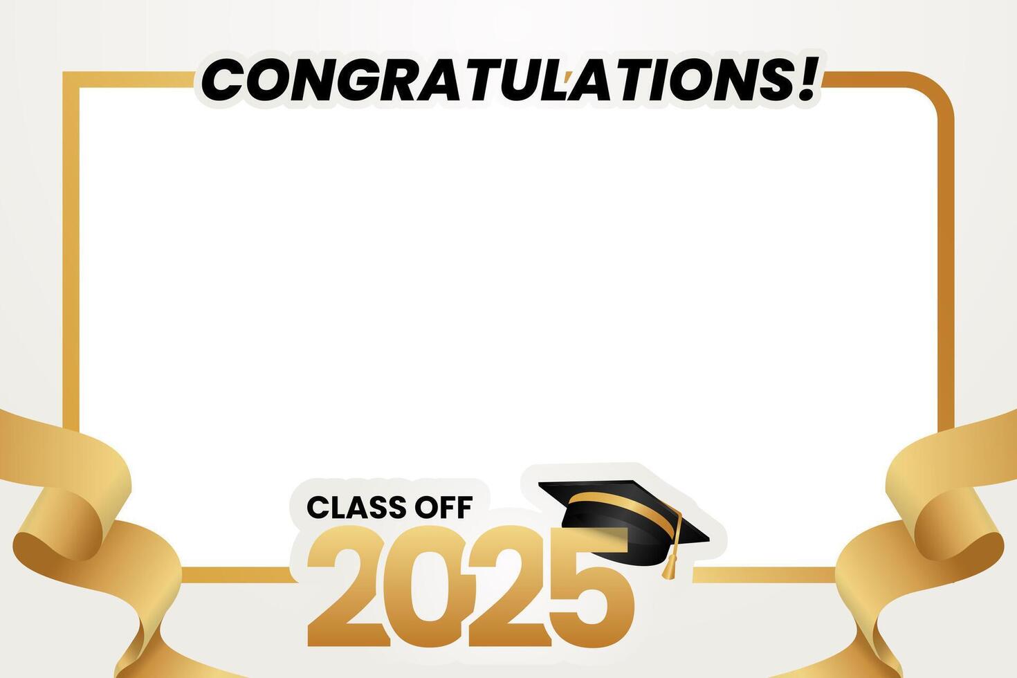 Graduation photo frame with white background for class of 2025 template design vector