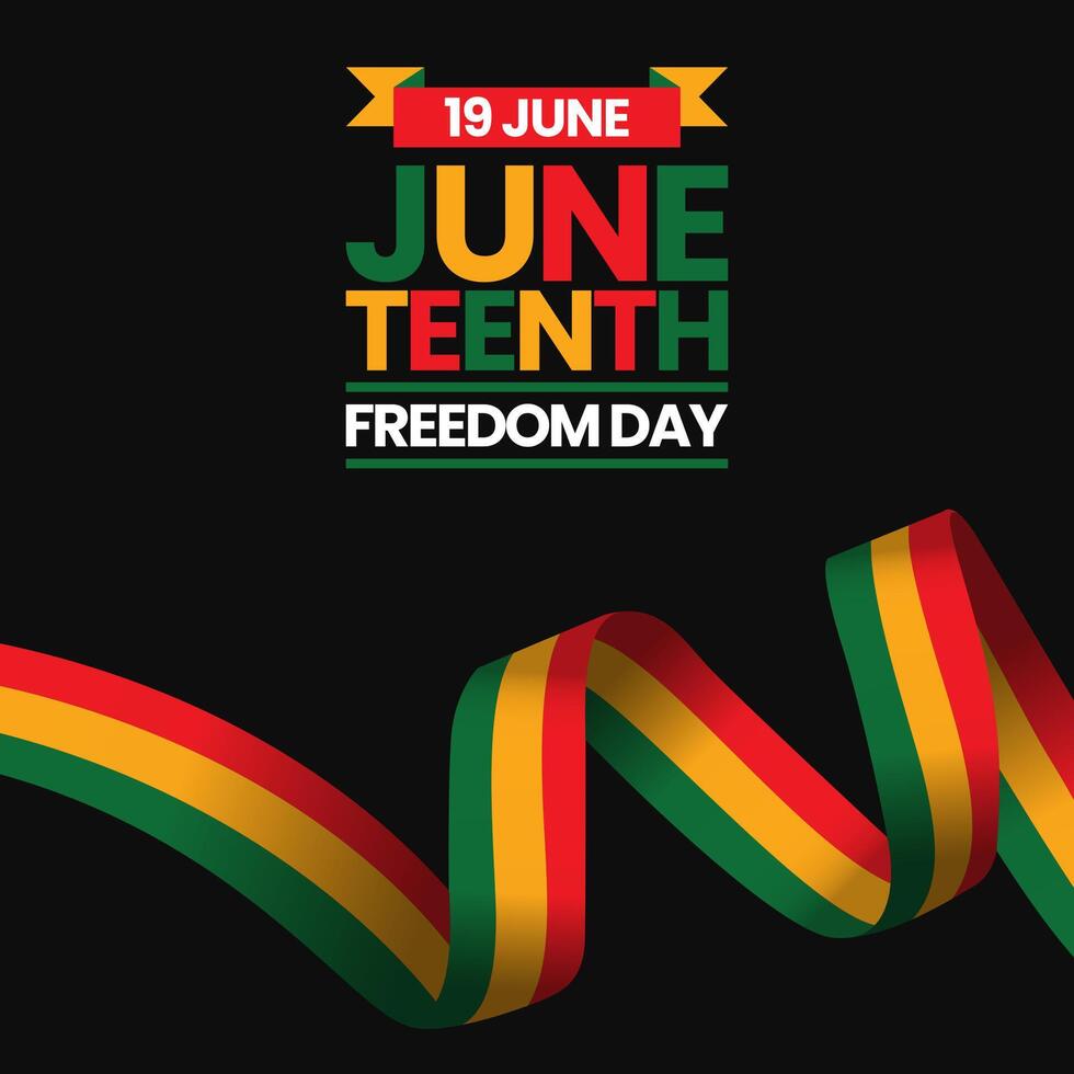 Juneteenth Freedom Day Square background with waving flag illustration vector