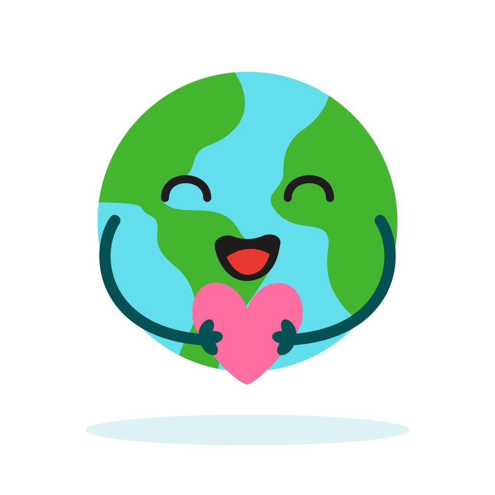 Planet Earth sticker mascot character with cute expression for Environment, ecology and climate themes vector