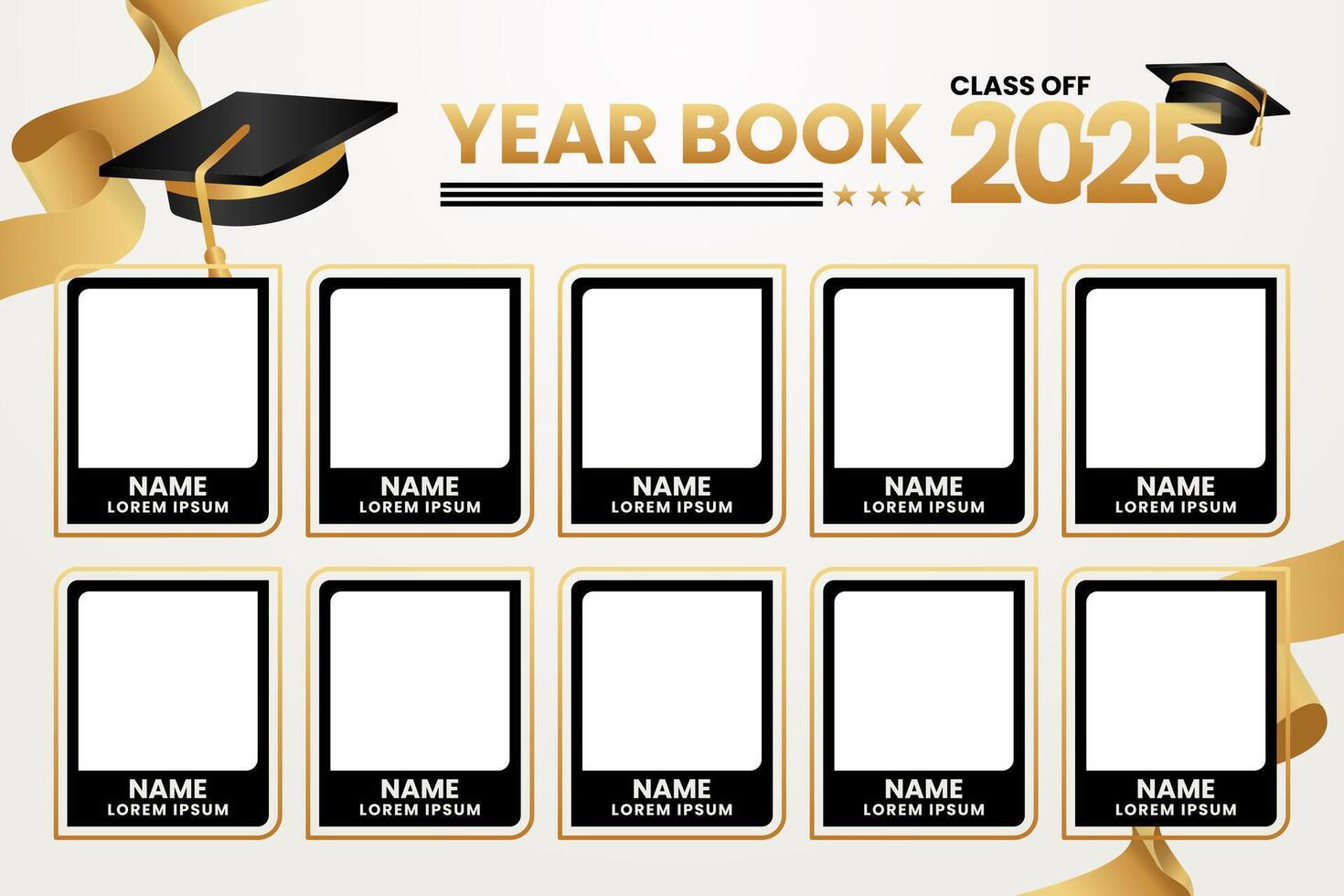 yearbook graduation 2025 elegant design template with white background vector