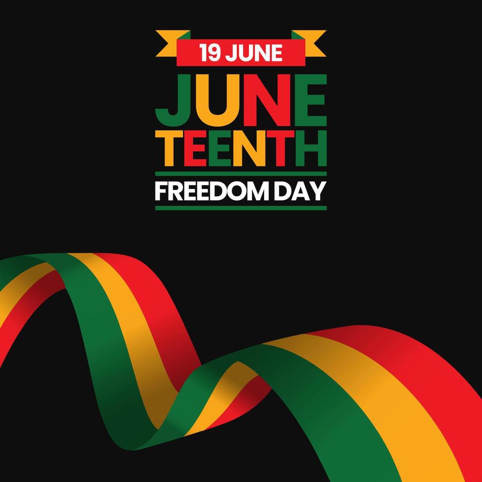 Juneteenth Freedom Day banner background with waving flag illustration vector
