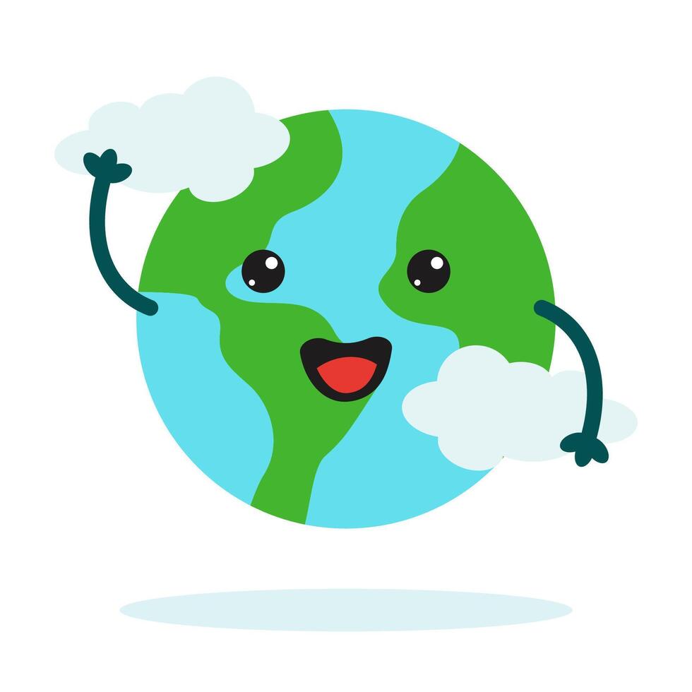 Planet Earth sticker mascot character with cute expression for Environment and climate themes vector