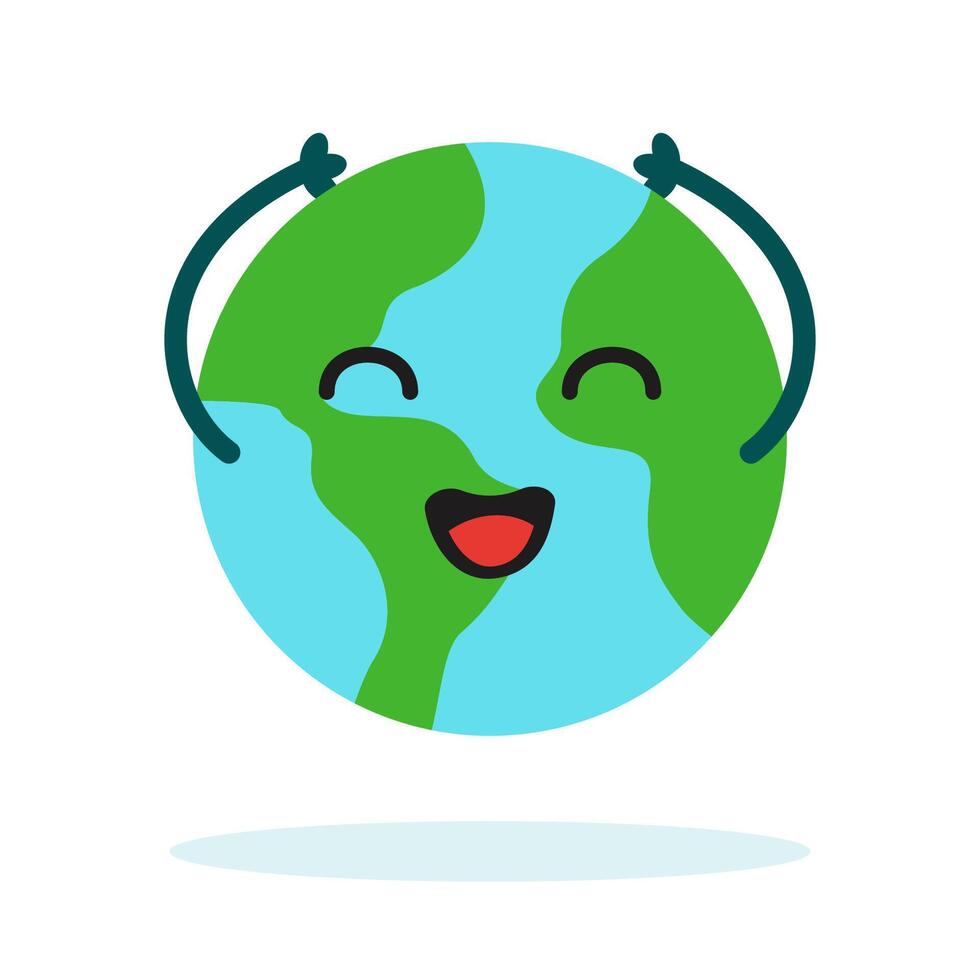 Planet Earth sticker character with cute expression for Environment, ecology and climate themes vector