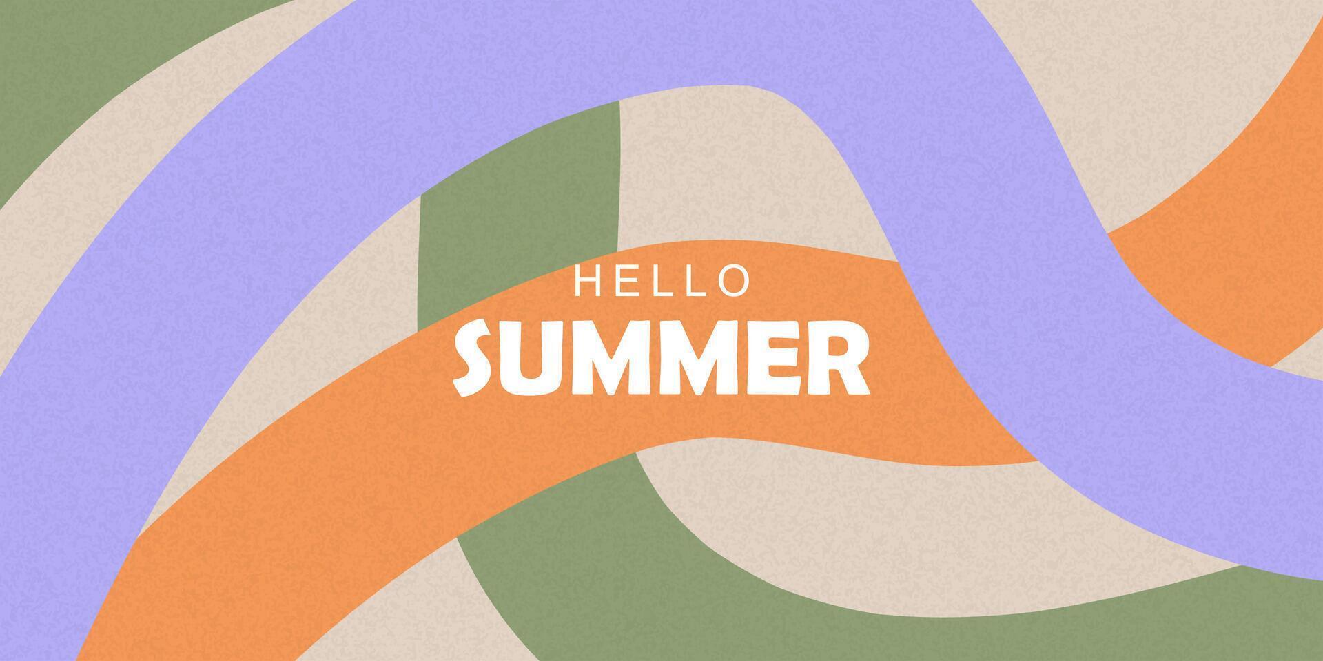 Minimalist summer horizontal background with hand drawn bright color shapes vector