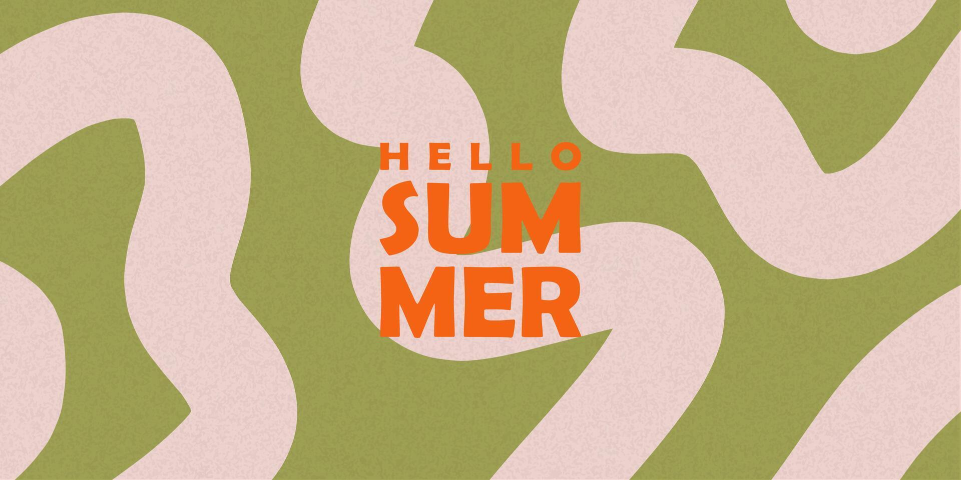 Modern minimalist summer horizontal background with hand drawn bright color shapes vector