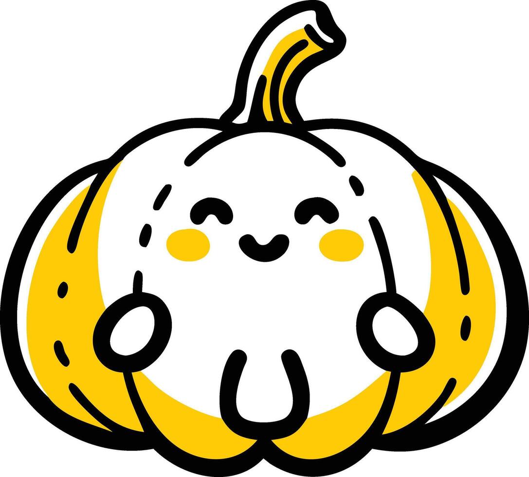 his is a cute cartoon illustration of an orange halloween pumpkin, a sweet fruit design vector