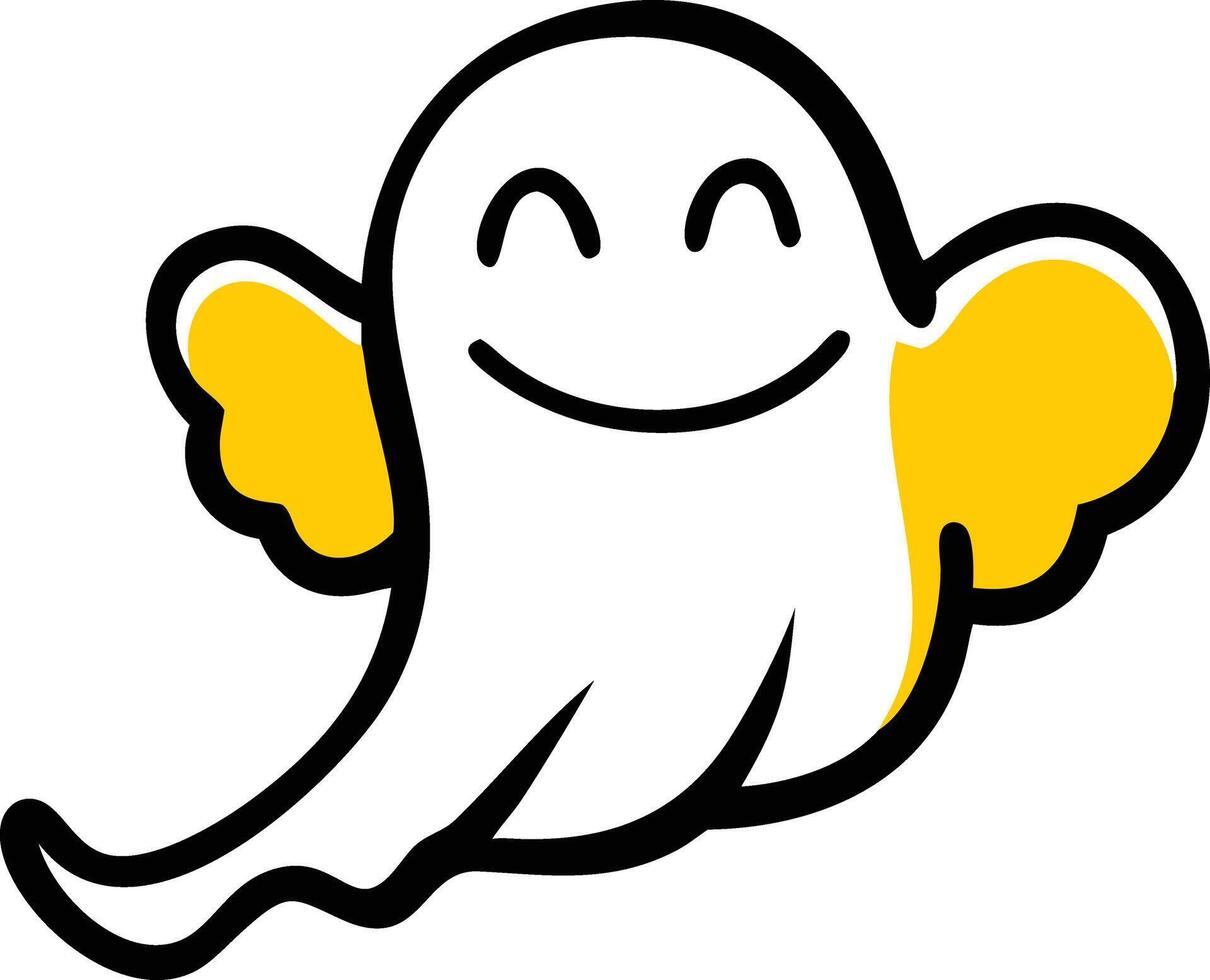 appy smiling fluffy phantom a soft puffy ghost cartoon illustration design vector