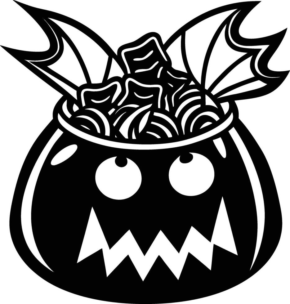 Halloween candy bucket with bats and bats in it vector