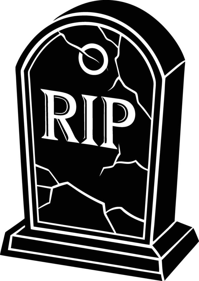 A black and white image of a tombstone with the word rip vector