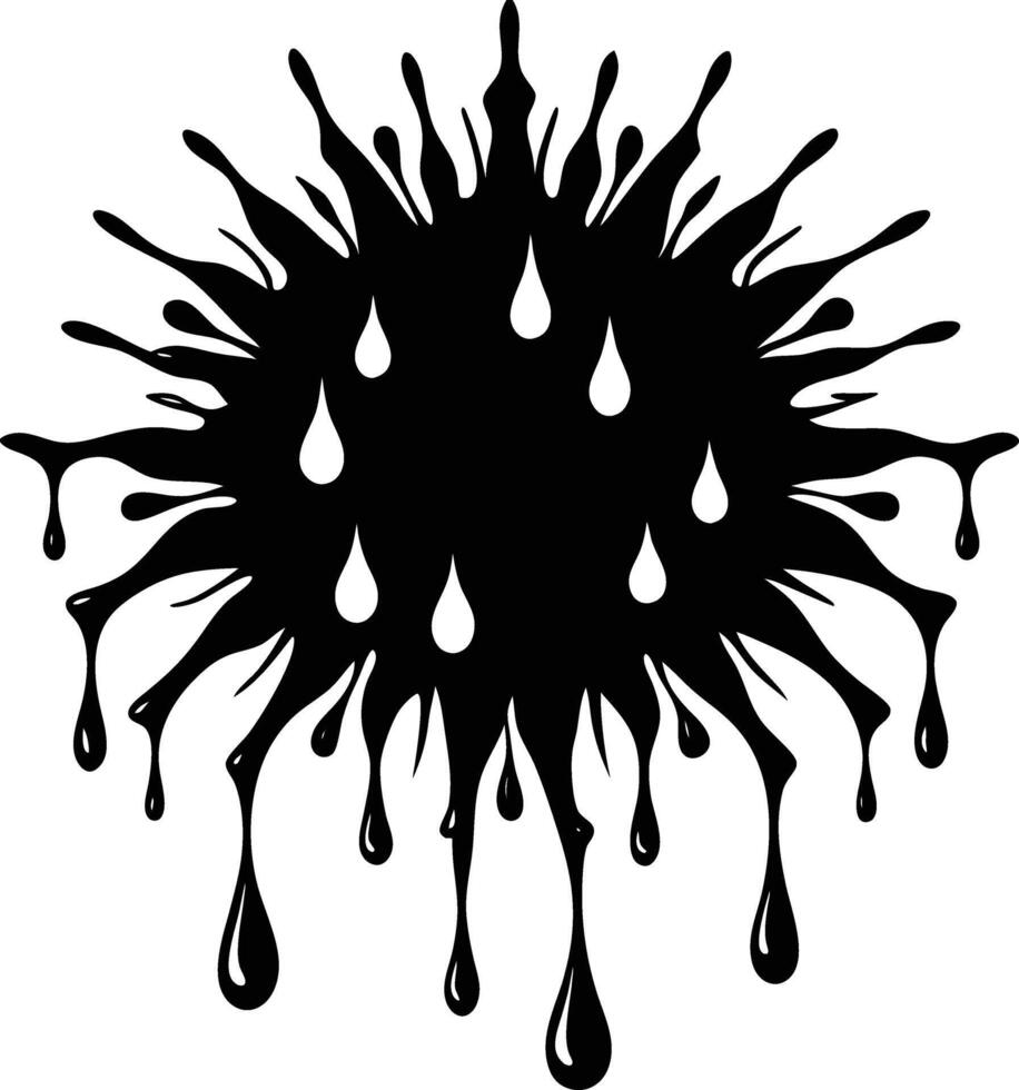 A black and white ink splatter with drops vector