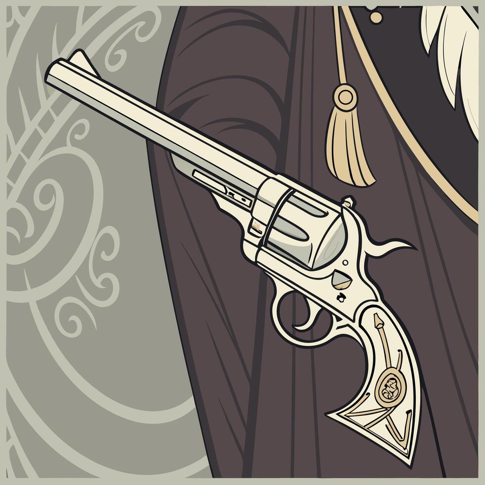 a cartoon illustration of a revolver with a man in a suit vector