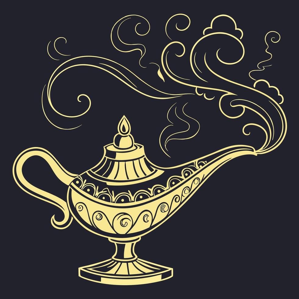 magic lamp on blue background vector