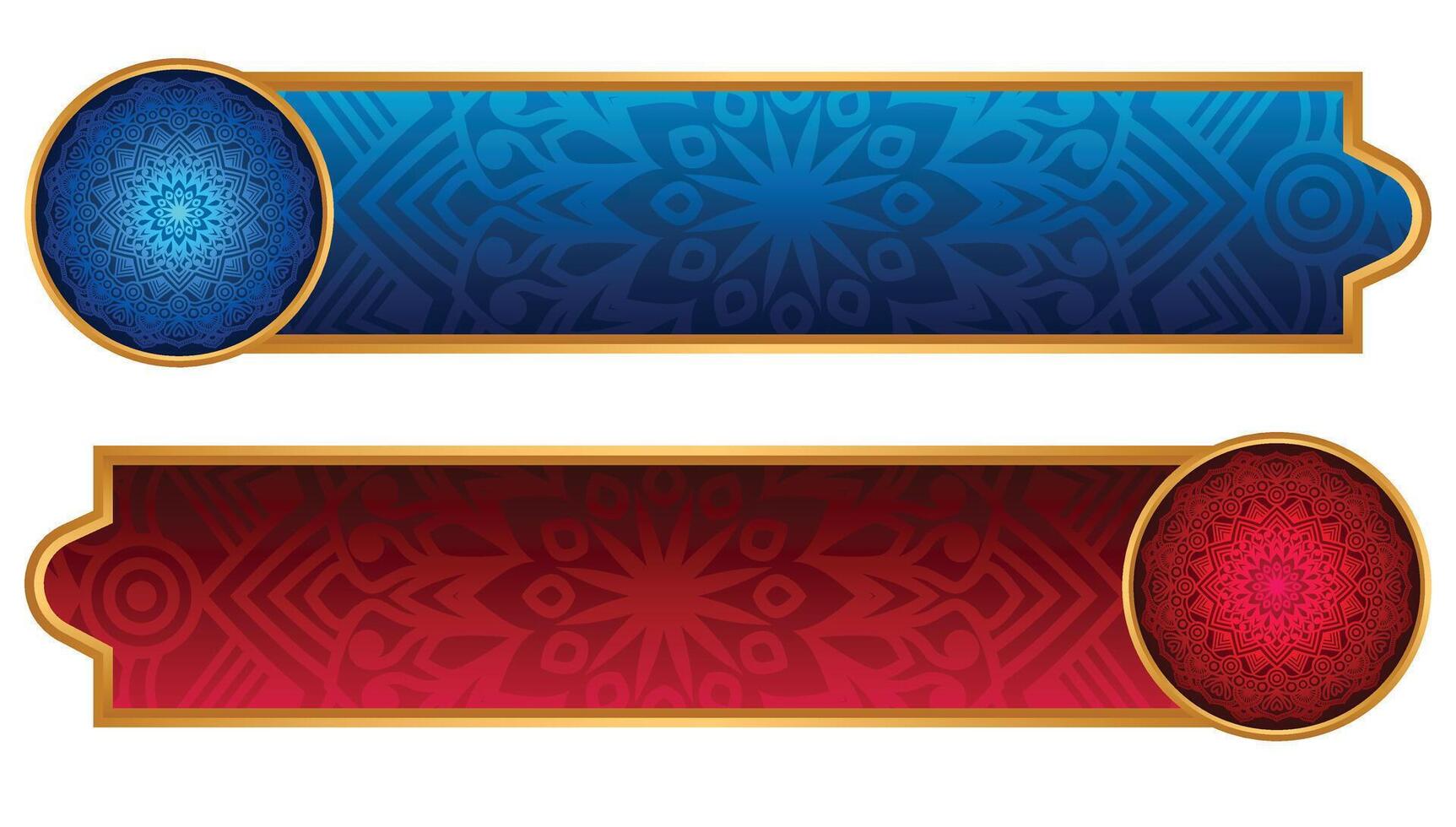 Luxury Red And Green Islamic Banners Set With Arabesque Floral Ornaments Text Frame vector