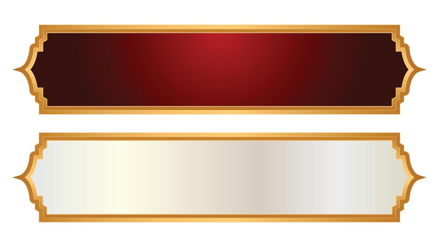 luxury golden arabic islamic text box title frame border set with ornamental illustration art vector