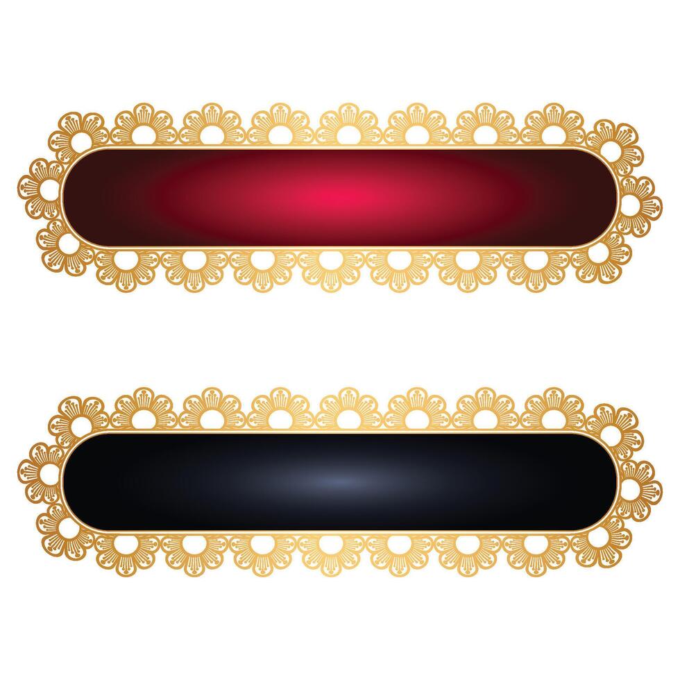 Luxury Islamic Text Box Title Frame Border Banner Set Multiple Colors vector