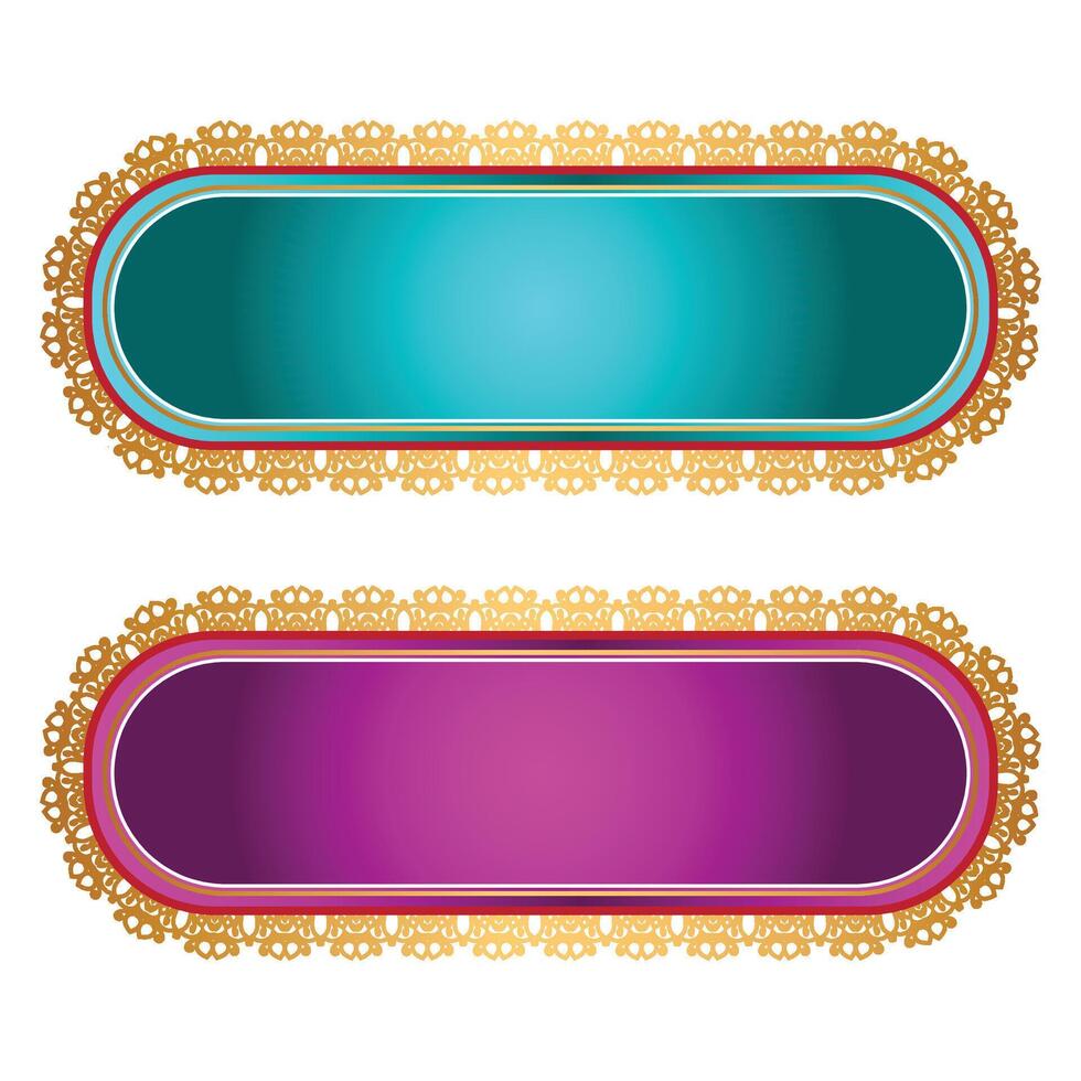 Stylish Gold Arabic Islamic Frame Text Box Border vector