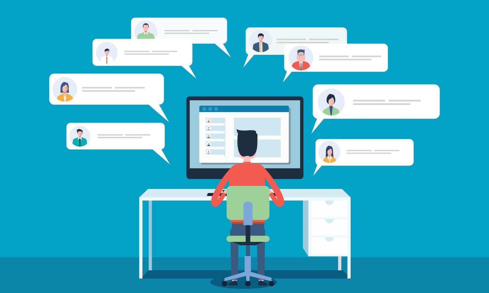 business man working online with social network communication connection concept vector