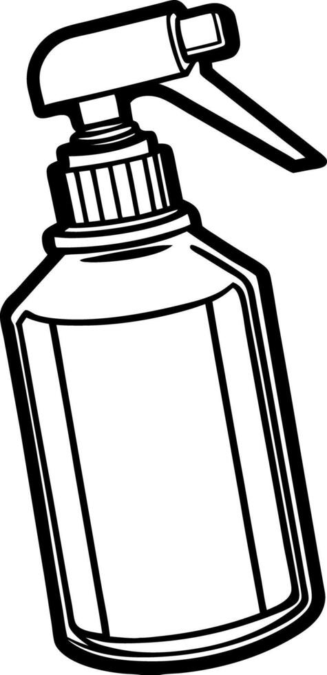 A Black and White Illustration of silhouette a Spray Bottle for Cleaning or Disinfecting vector