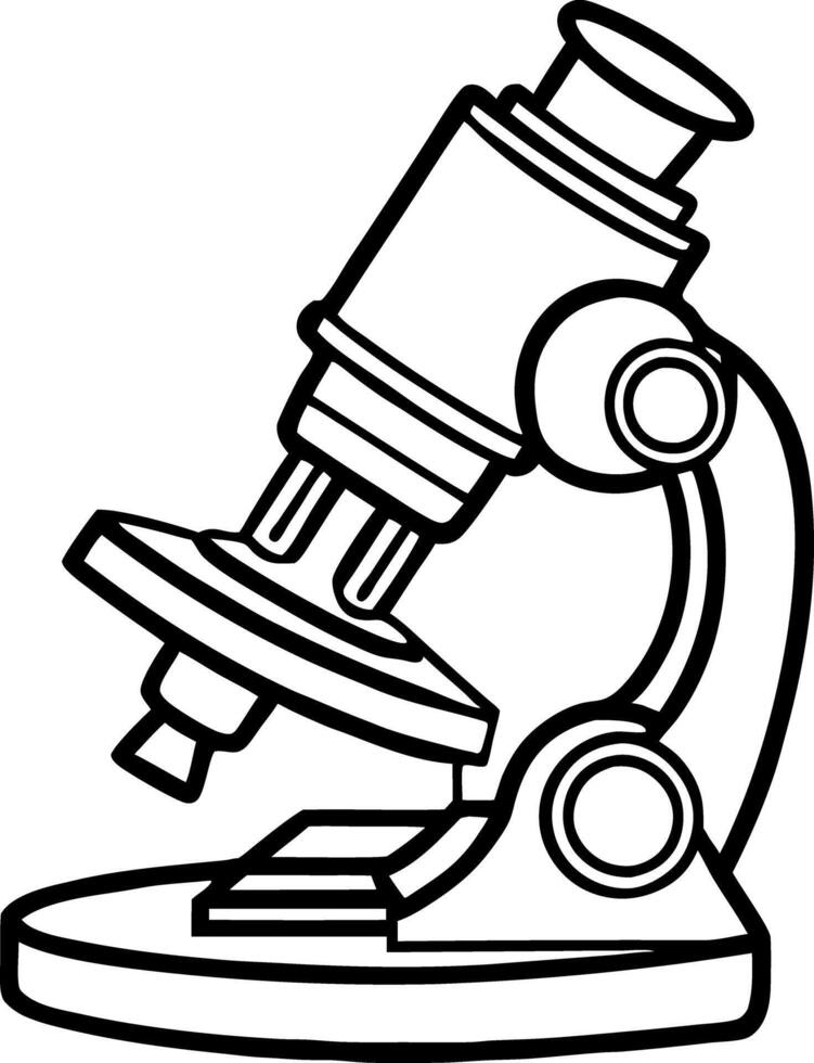 A Simple Line Drawing of silhouette a Classic Microscope for Science Education vector