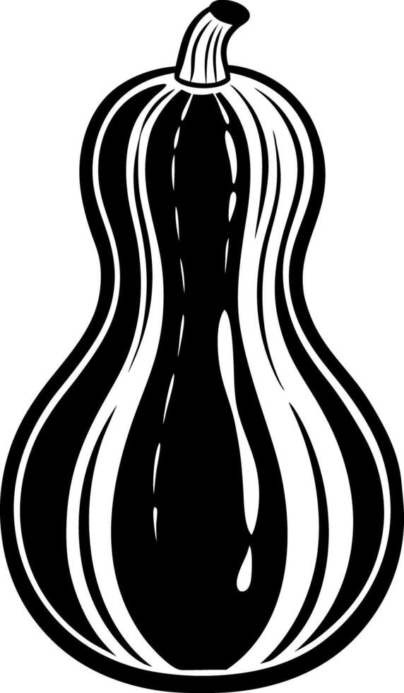 Black and white illustration of silhouette a gourd vegetable or squash vector